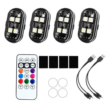 Wireless LED Strobe Lights Car Decor Atmosphere Light 8 Colors Rechargeable Led Lights Anti-Collision LED Warning Light
