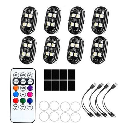 Wireless LED Strobe Lights Car Decor Atmosphere Light 8 Colors Rechargeable Led Lights Anti-Collision LED Warning Light