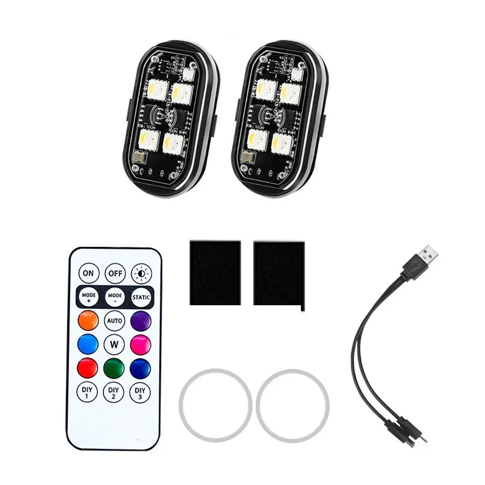 Wireless LED Strobe Lights Car Decor Atmosphere Light 8 Colors Rechargeable Led Lights Anti-Collision LED Warning Light
