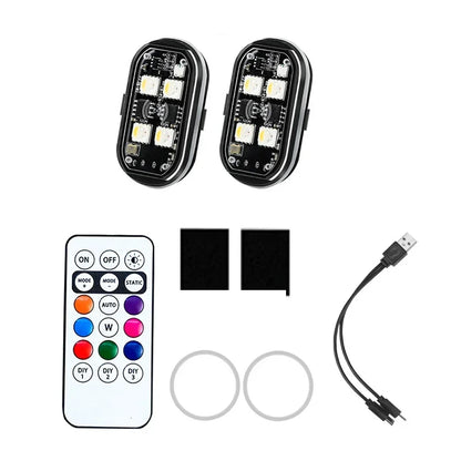 Wireless LED Strobe Lights Car Decor Atmosphere Light 8 Colors Rechargeable Led Lights Anti-Collision LED Warning Light