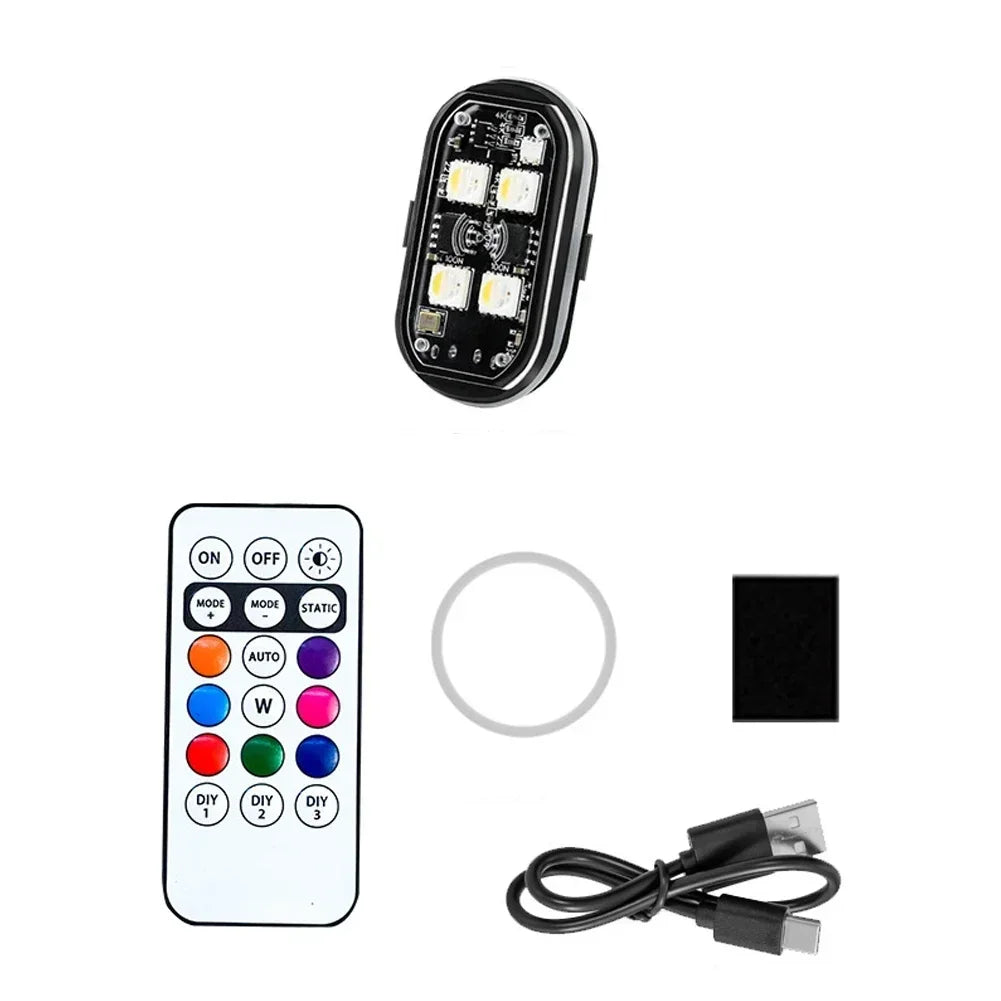 Wireless LED Strobe Lights Car Decor Atmosphere Light 8 Colors Rechargeable Led Lights Anti-Collision LED Warning Light