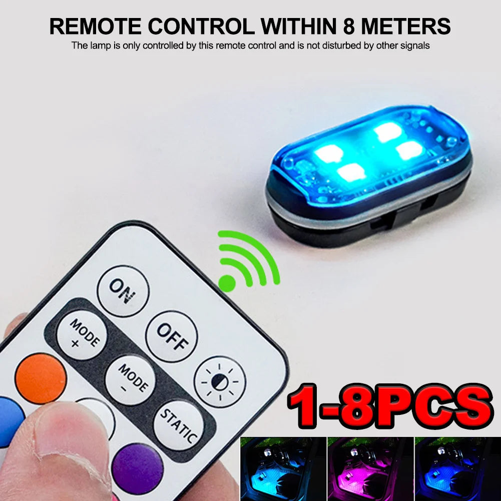 Wireless LED Strobe Lights Car Decor Atmosphere Light 8 Colors Rechargeable Led Lights Anti-Collision LED Warning Light