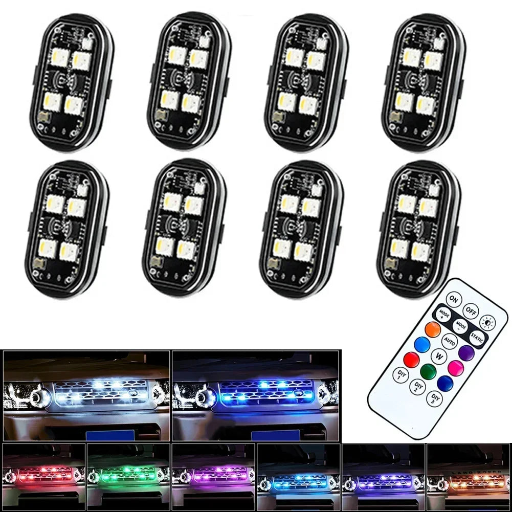 Wireless LED Strobe Lights Car Decor Atmosphere Light 8 Colors Rechargeable Led Lights Anti-Collision LED Warning Light