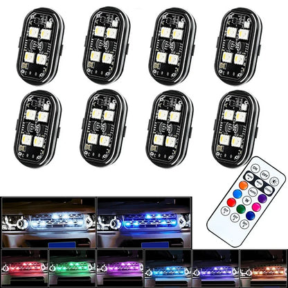 Wireless LED Strobe Lights Car Decor Atmosphere Light 8 Colors Rechargeable Led Lights Anti-Collision LED Warning Light